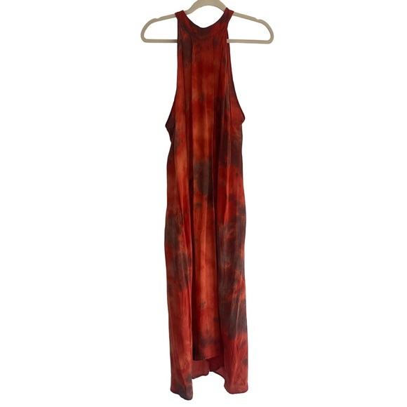 UPSTATE 100% Silk Tie Dye High Neck Orange Maxi Dress L - Picture 2 of 9